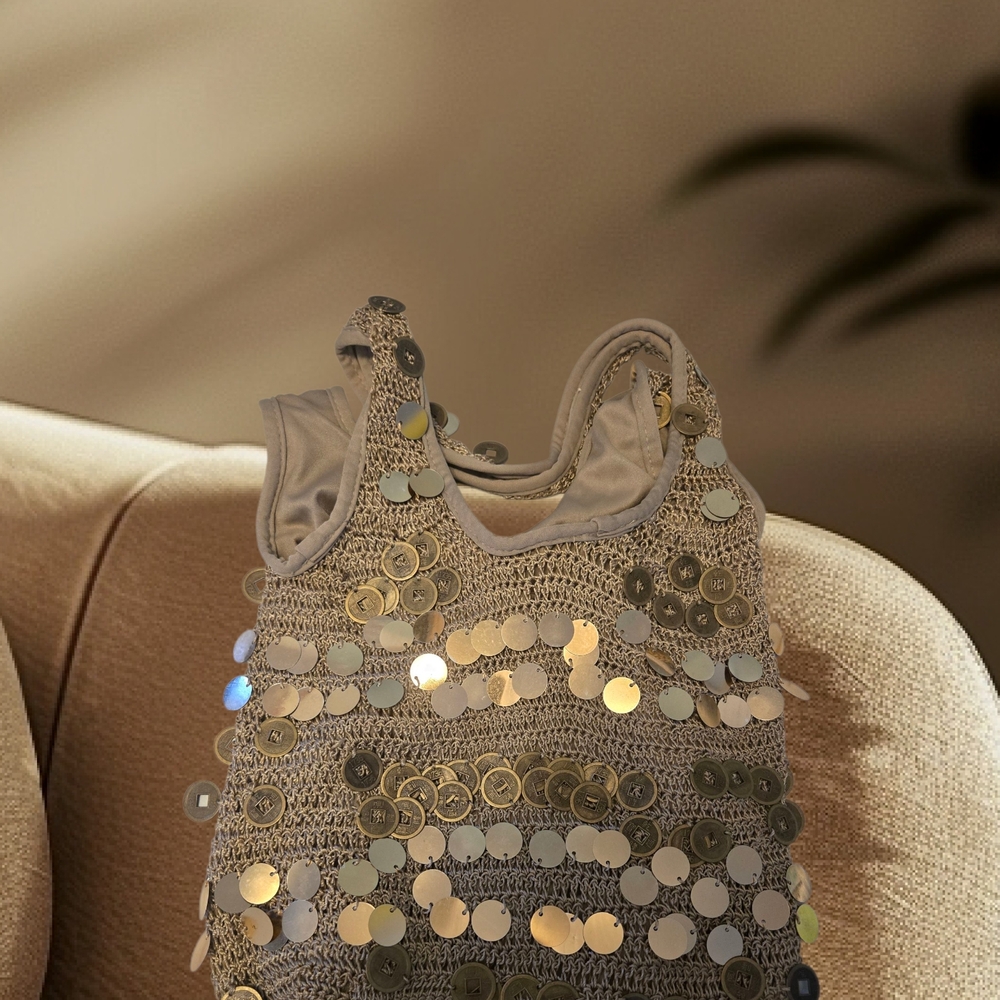 Gold Sequin Sleeveless Top - Picture 2 of 3